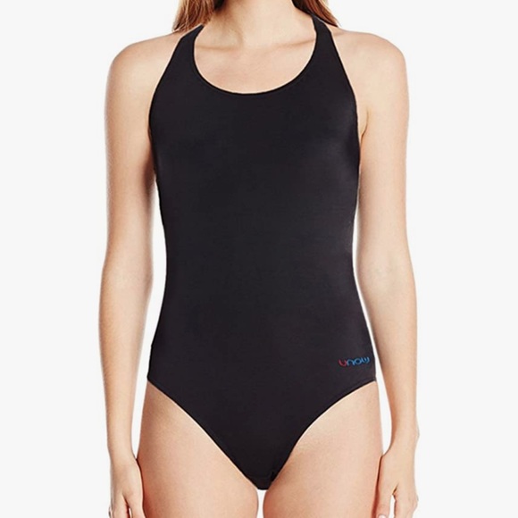 UNOW Athletic black women’s racerback one piece swim training swimsuit size M/L - Picture 1 of 7